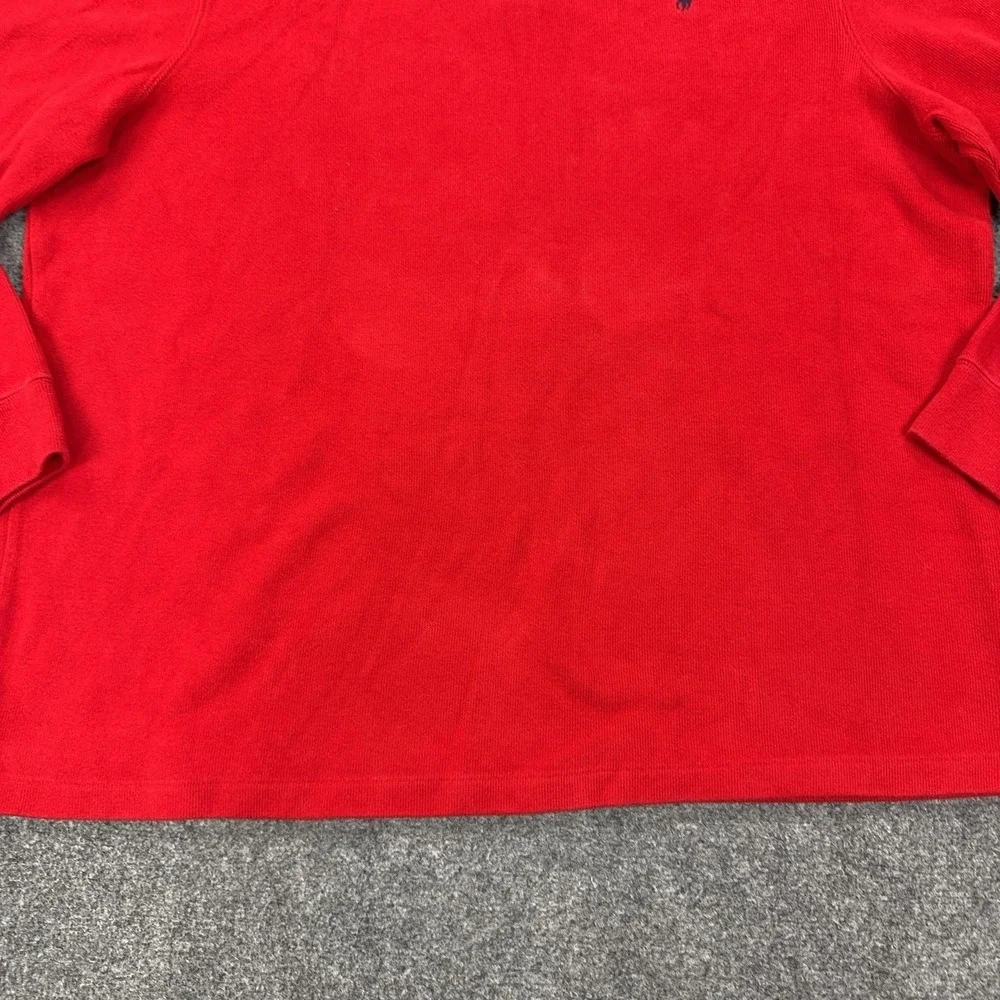 Vintage Polo By Ralph Lauren Sweater Mens 2XL Red 1/4 Zip Mock Neck Cotton Knit